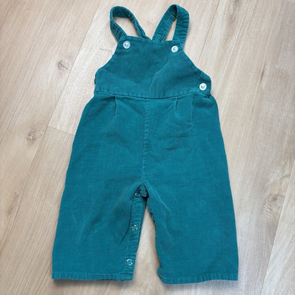 Vtg Toddletime Teal Corduroy Overalls Toddler Sz 0.5 6 Month JC Penny Japan Made